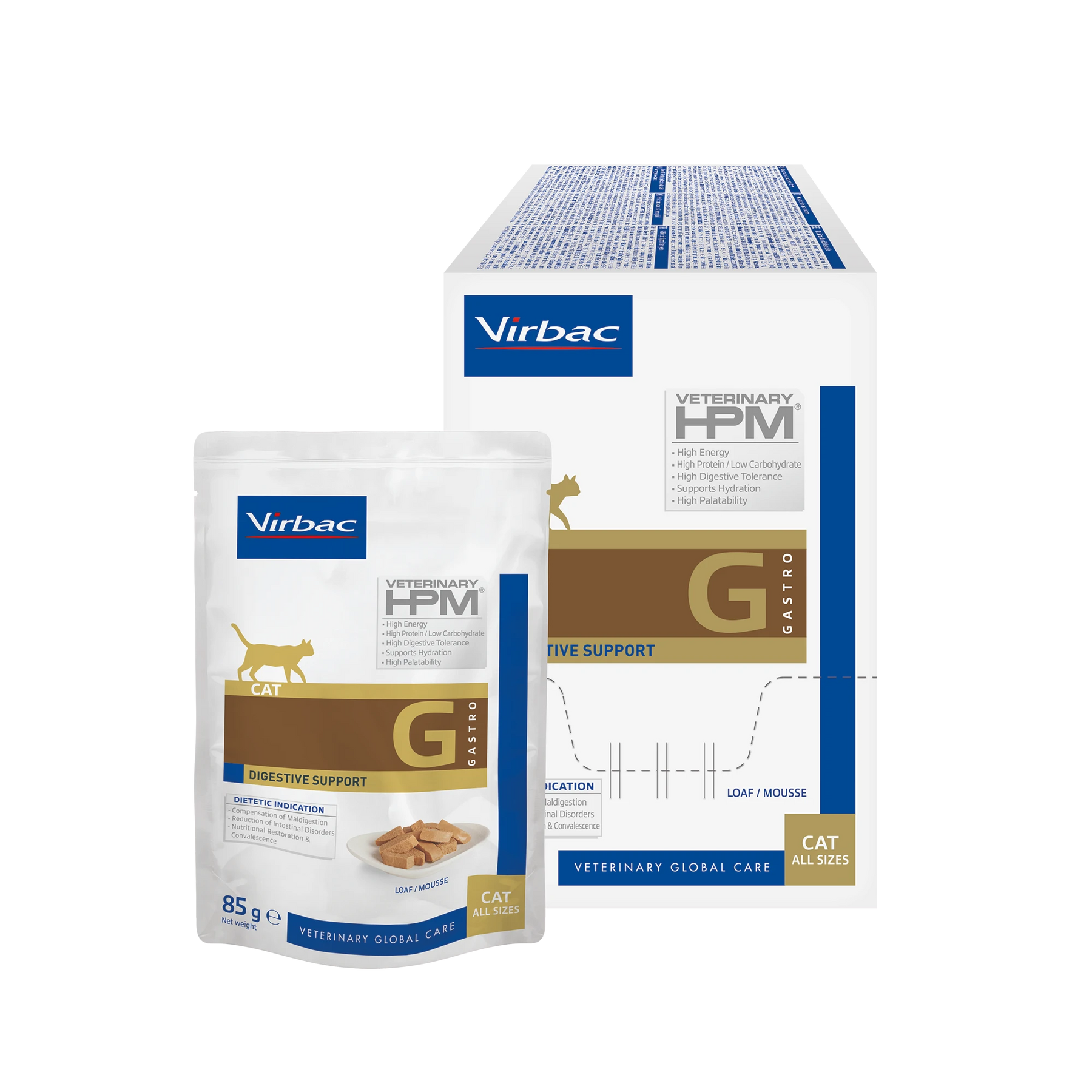 Virbac Veterinary HPM Cat Digestive Support yhdistelmä 1,5 kg + 12 x 85 g