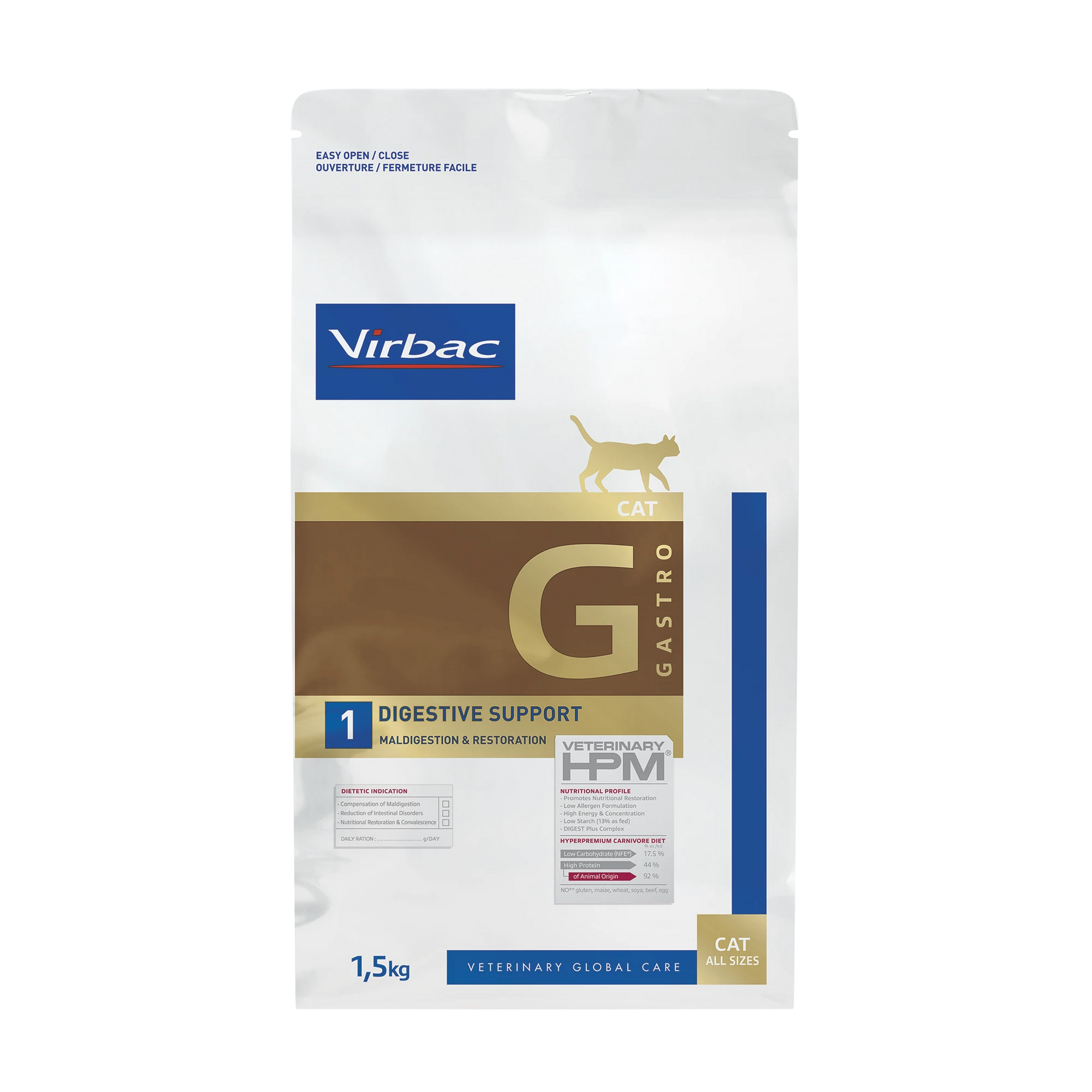 Virbac Veterinary HPM Cat Digestive Support yhdistelmä 1,5 kg + 12 x 85 g