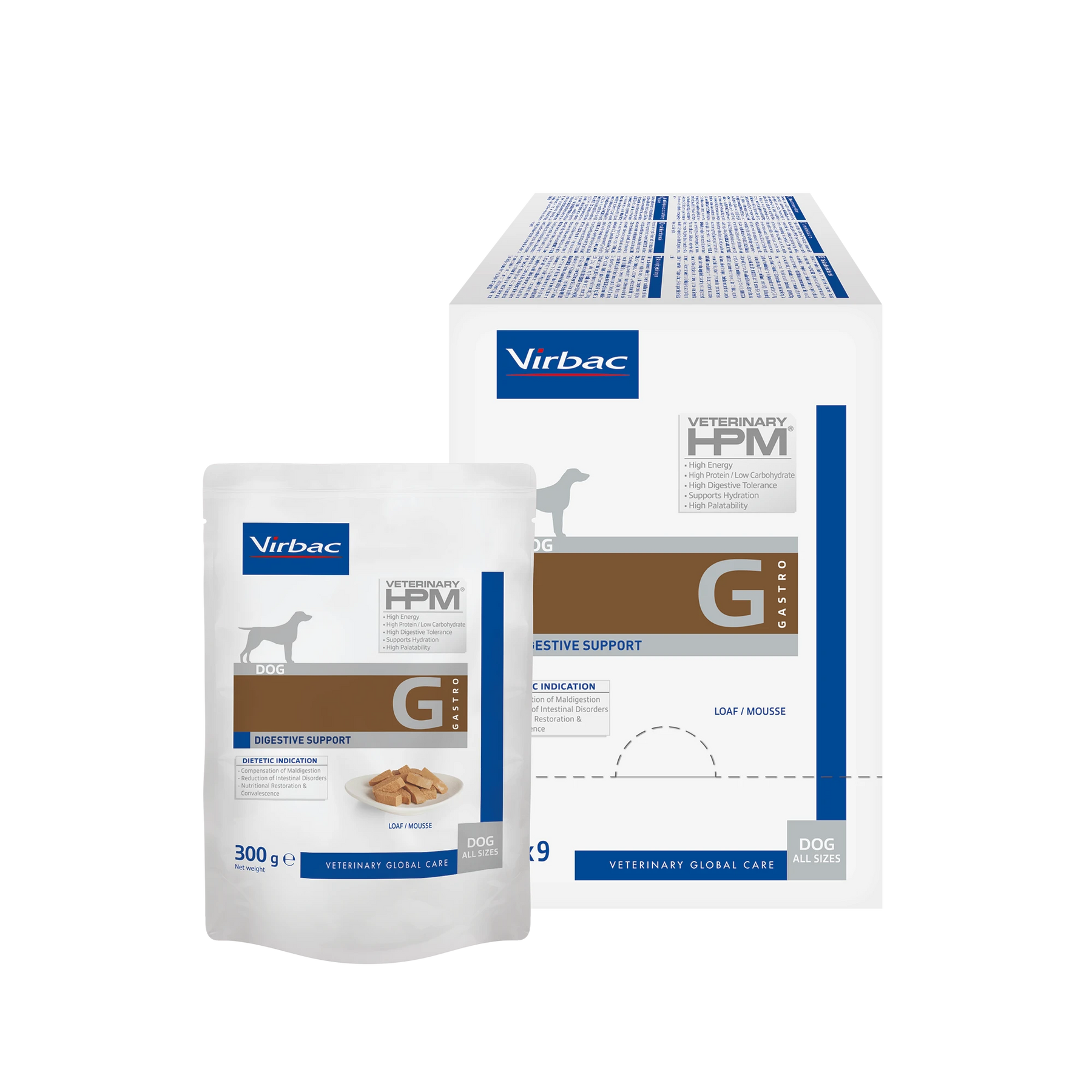 Virbac Veterinary HPM Digestive Support Dog yhdistelmä 1,5 kg + 9 x 300 g