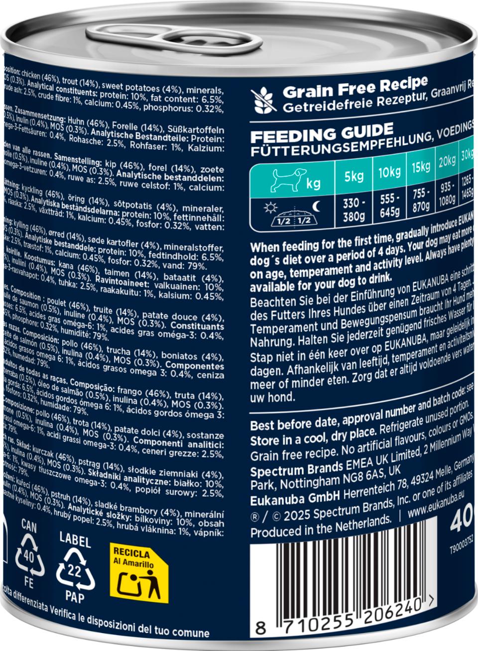 Eukanuba wet food adult trout with sweet potatoes koiralle 400 g