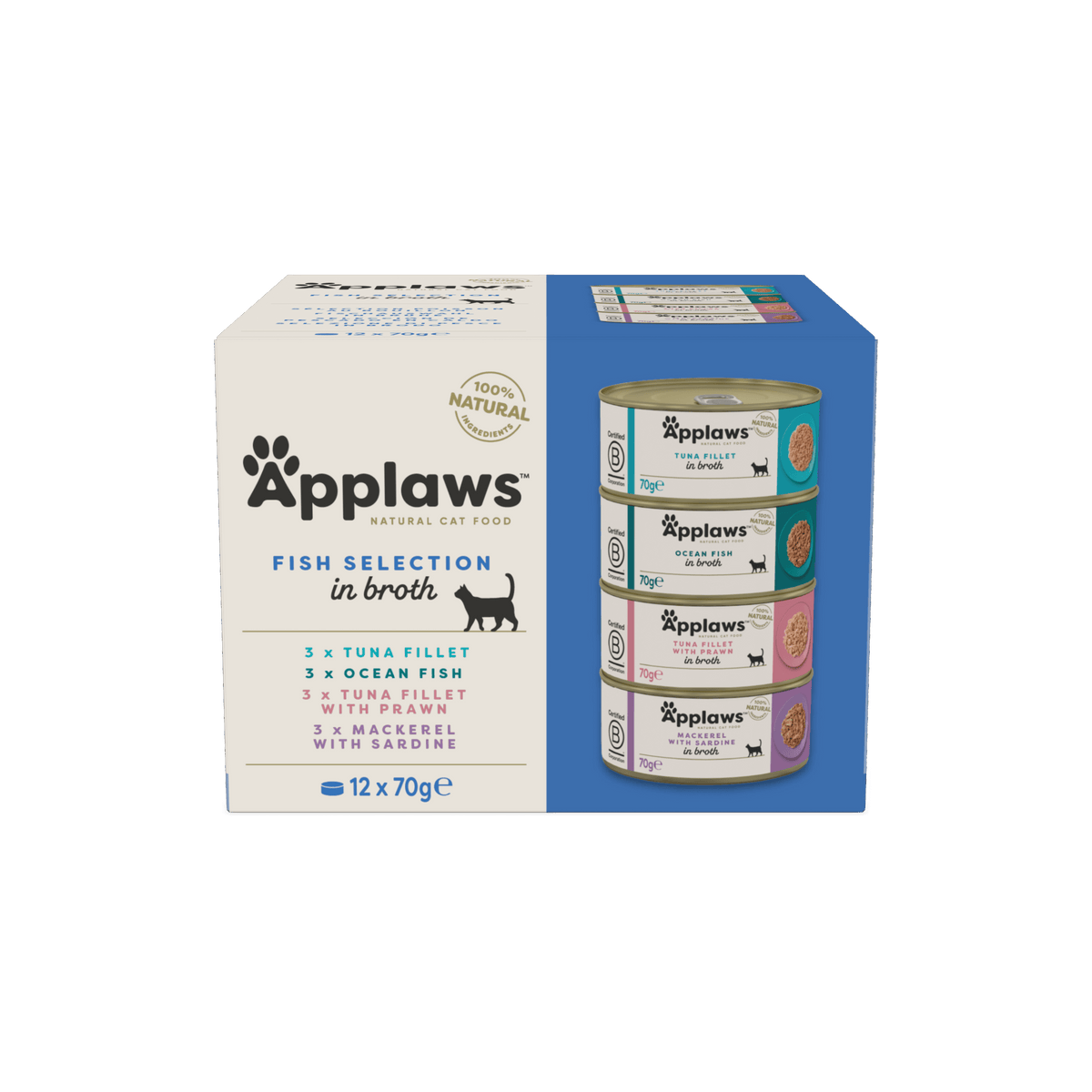 Applaws Kissa Kalalajitelma purkki 12 x 70 g