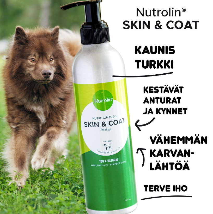 Nutrolin Skin & Coat pumppupullo koiralle 260 ml