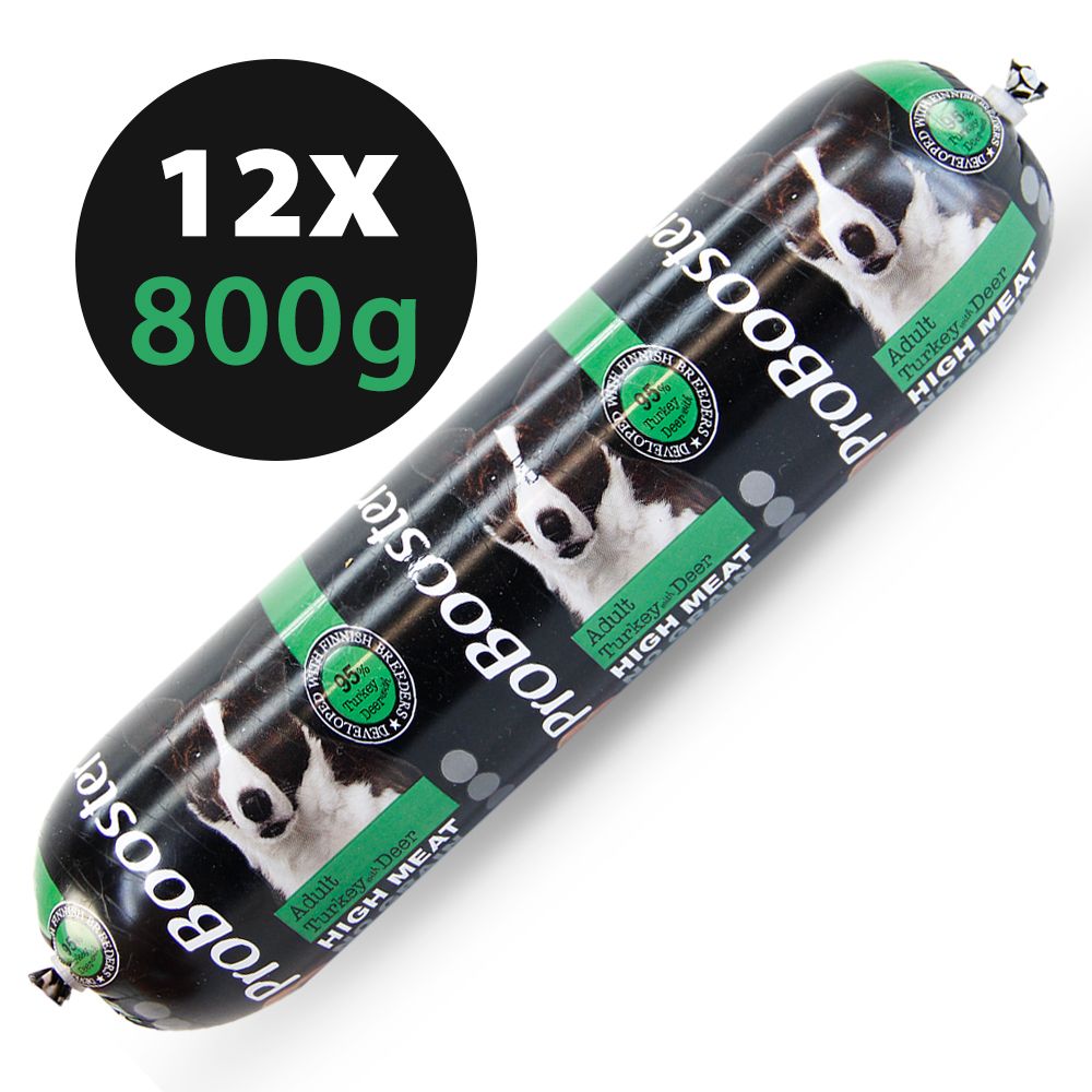 ProBooster Liha-ateria kalkkuna & peura koiralle 12 x 800 g SÄÄSTÖPAKKAUS