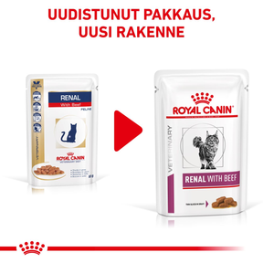 Royal Canin Veterinary Diets Renal Beef kissan märkäruoka 12 x 85 g