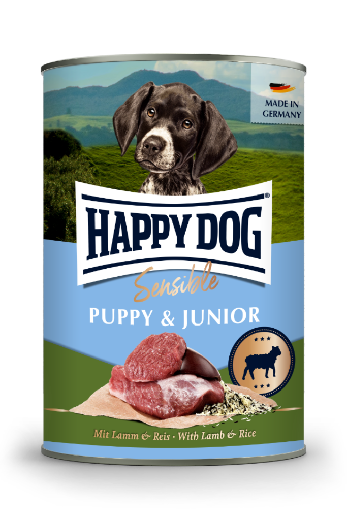 Happy Dog Sensible Puppy & Junior – Lammas, riisi 6 x 400 g