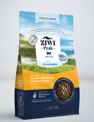 ZiwiPeak Steam & Dried Kana Kissalle 2,2 kg PÄIVÄYSTARJOUS