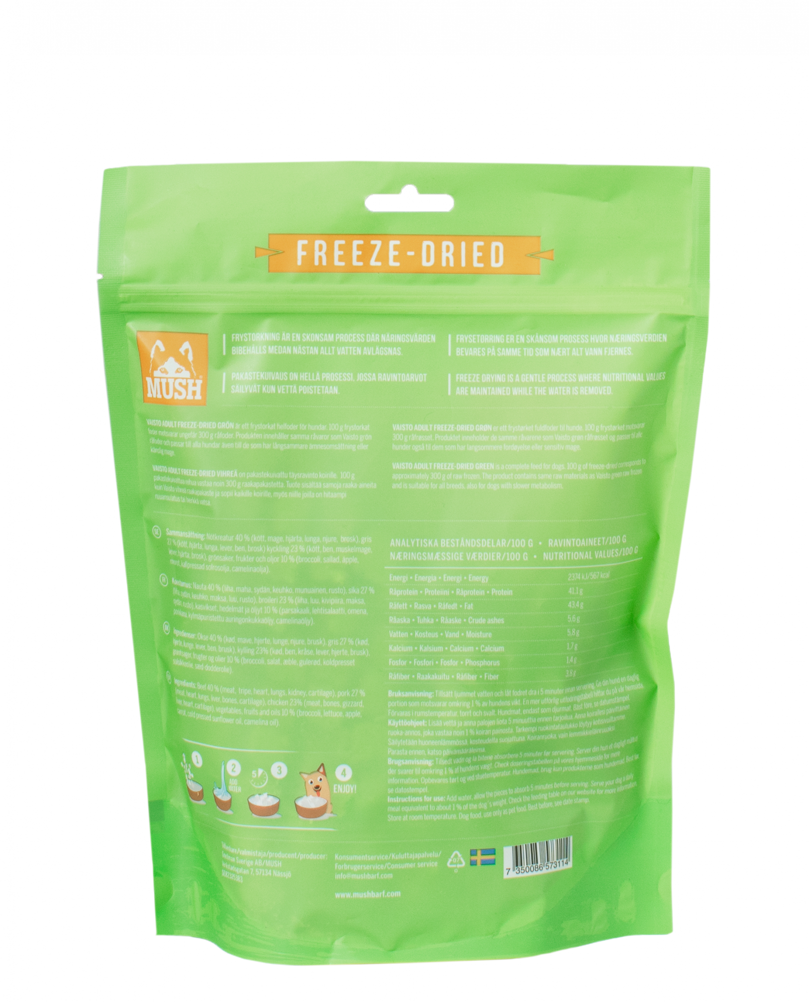 MUSH Vaisto Vihreä Freeze-Dried 250 g PÄIVÄYSTARJOUS