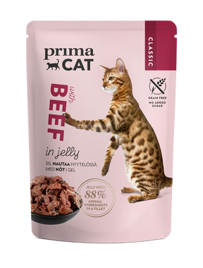 PrimaCat Classic Nautaa hyytelössä kissoille 28 x 85 g