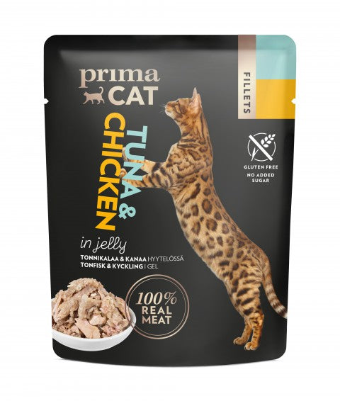 PrimaCat Fillets Tonnikalaa ja kanaa hyytelössä kissoille 50 g MAISTELUPAKKAUS