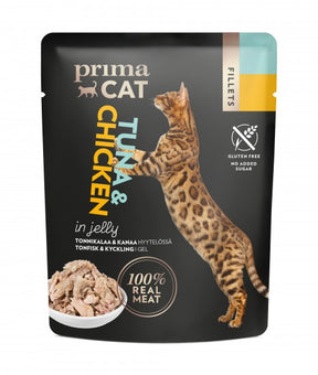 PrimaCat Fillets Tonnikalaa ja kanaa hyytelössä kissoille 50 g MAISTELUPAKKAUS