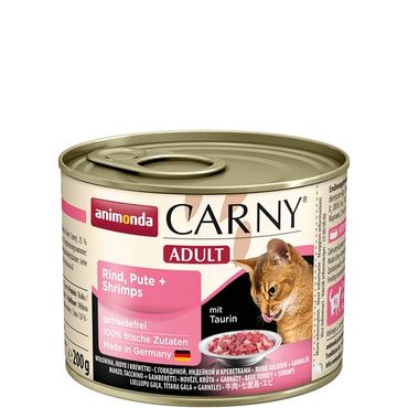 Animonda Carny Adult nauta, kalkkuna & katkarapu kissalle 6 x 200 g