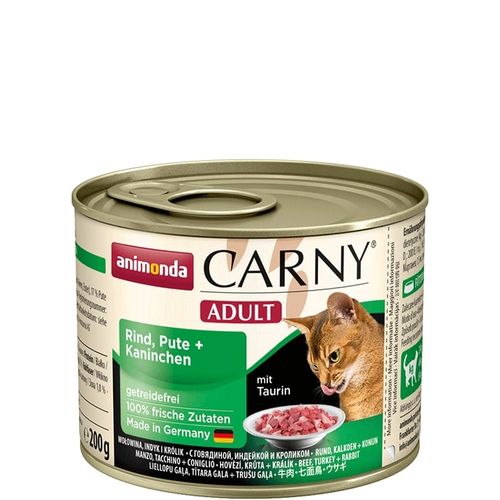 Animonda Carny Adult nauta, kalkkuna & kani kissalle 6 x 200 g