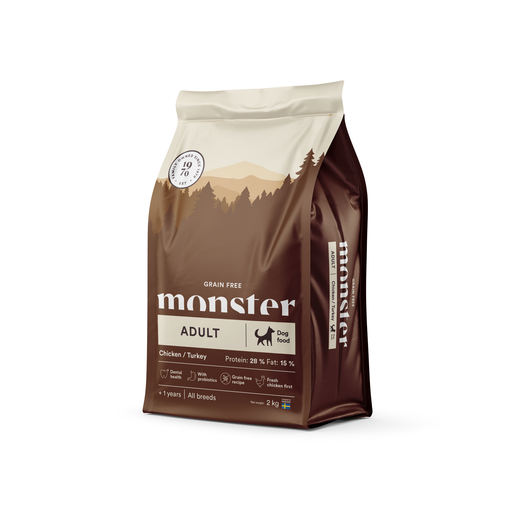 Monster Dog Grain Free Adult All Breed Chicken-Turkey koiralle 2 kg