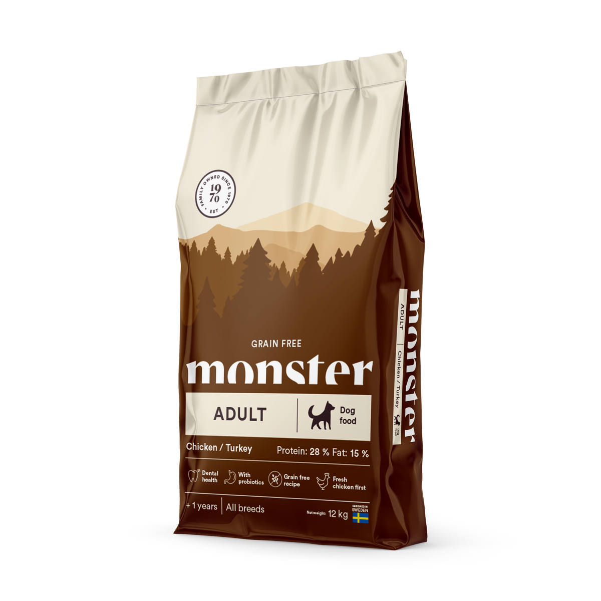 Monster Dog Grain Free Adult All Breed Chicken-Turkey koiralle 12 kg