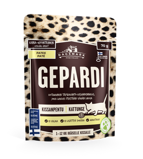 Dagsmark Gepardi kana-hyönteinen patee kissanpennulle 20 x 70 g SÄÄSTÖPAKKAUS