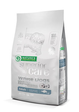 Nature's Protection Superior Care White Dogs Adult Small & Mini vaaleat kalat koiralle 1,5 kg