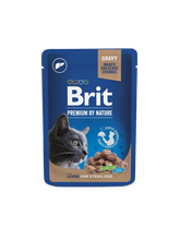 Brit Premium by Nature Maksaa kastikkeessa steriloiduille kissoille 24 x 100 g
