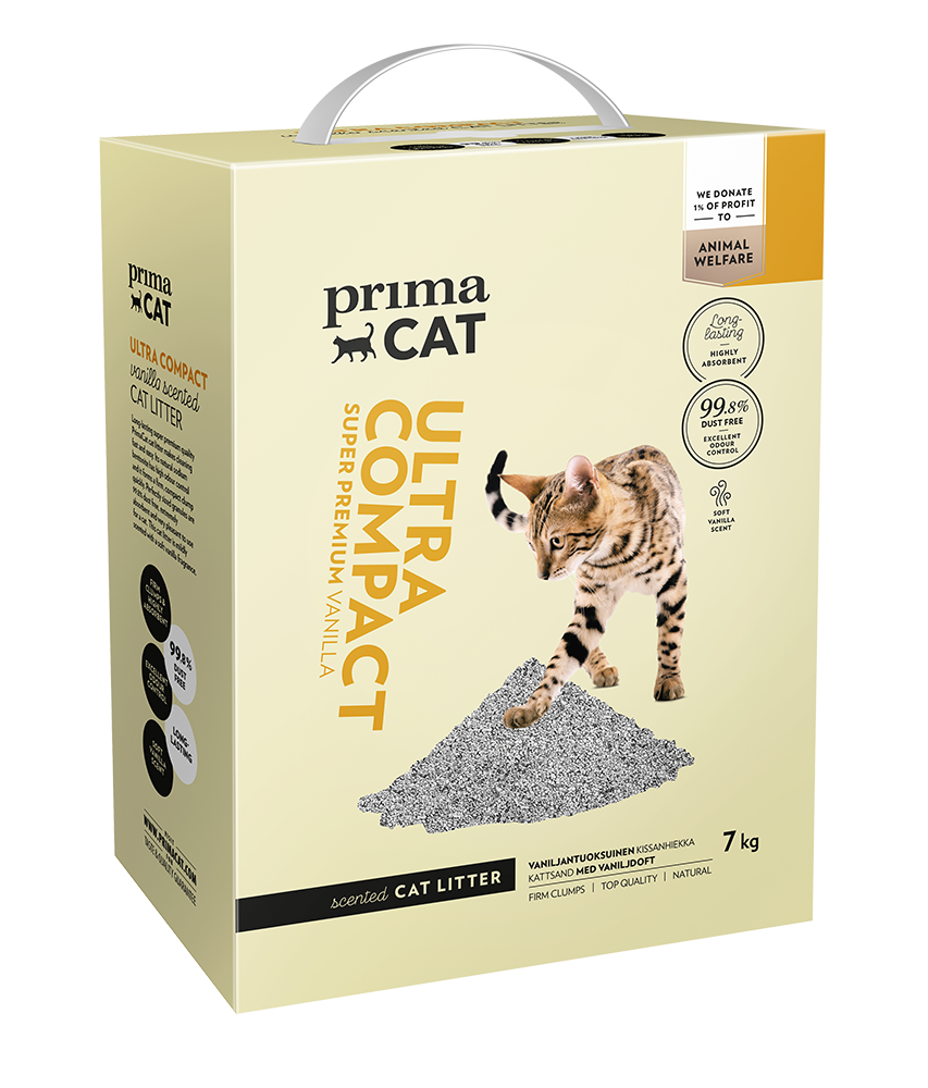 PrimaCat Ultra Compact Vanilla kissanhiekka 7 kg RIKKOONTUNUT
