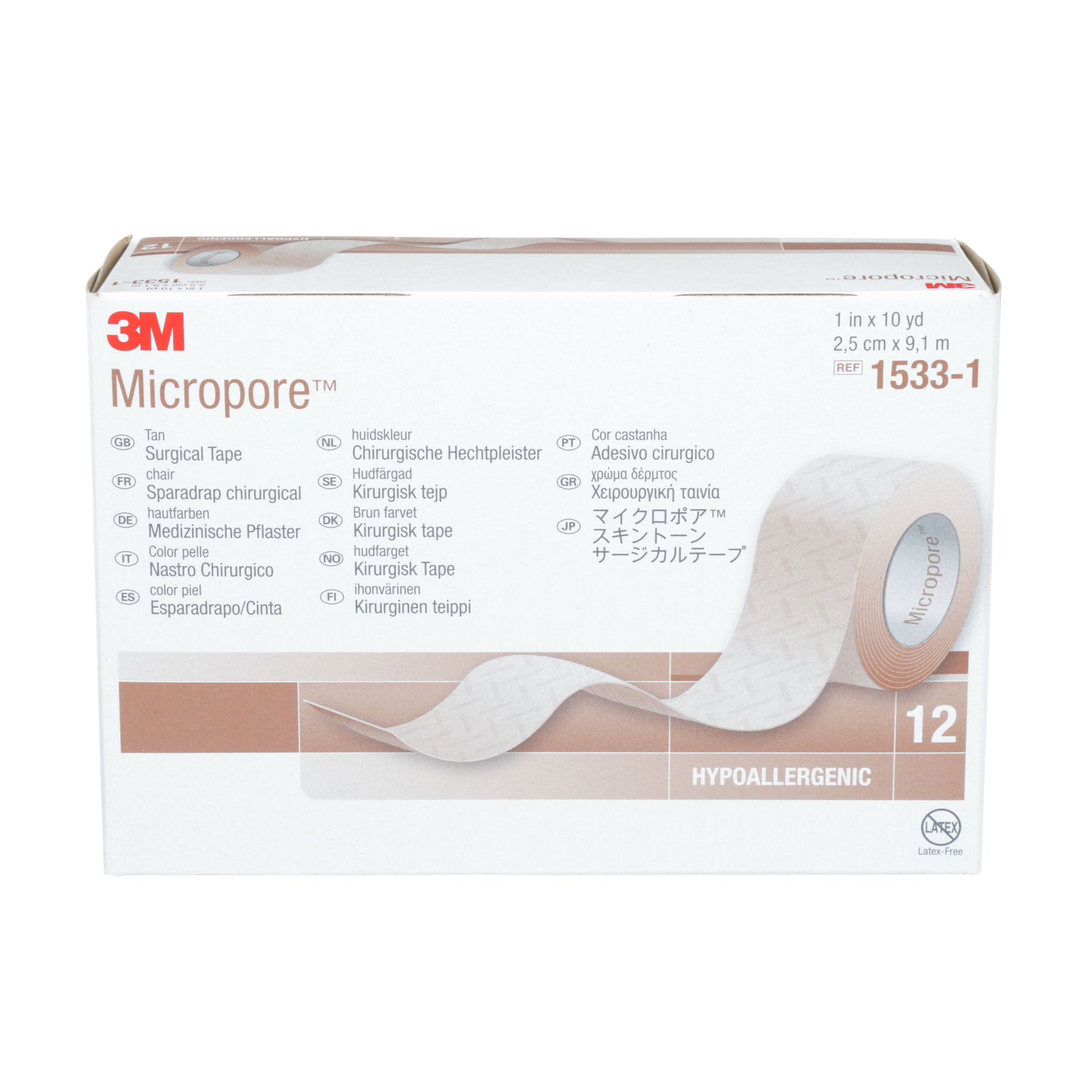 Micropore ruskea rulla 2,5 cm x 9,1 m 12 kpl