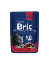 Brit Premium Cat Naudanliha-herne kastikkeessa 24 x 100 g