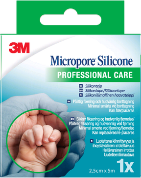 Micropore silikoniteippi yksittäispakattu 2,5 cm x 5 m 1 kpl