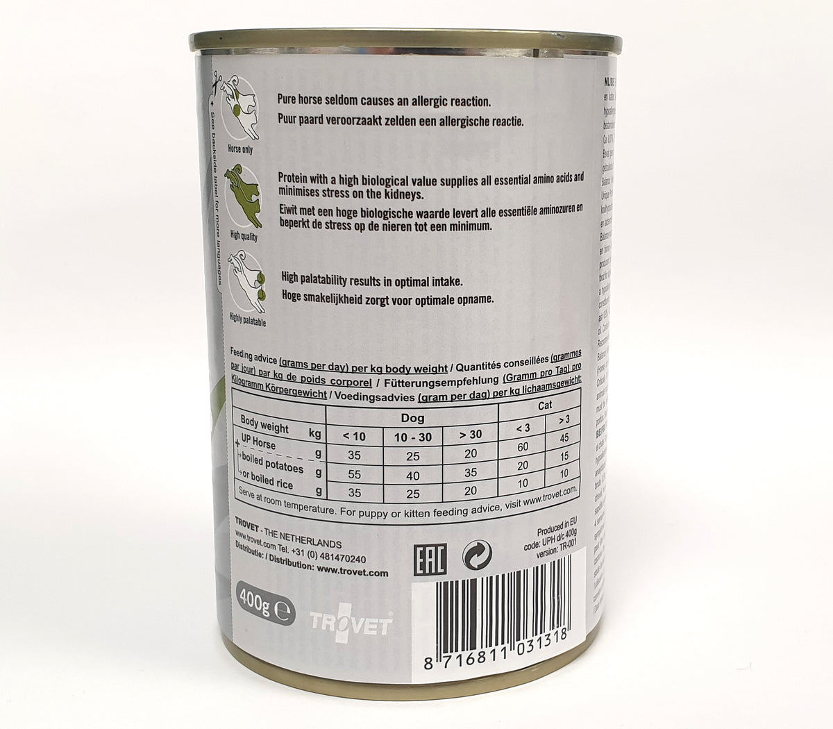 Trovet Unique Protein UPH hevonen kissalle ja koiralle 6 x 400 g
