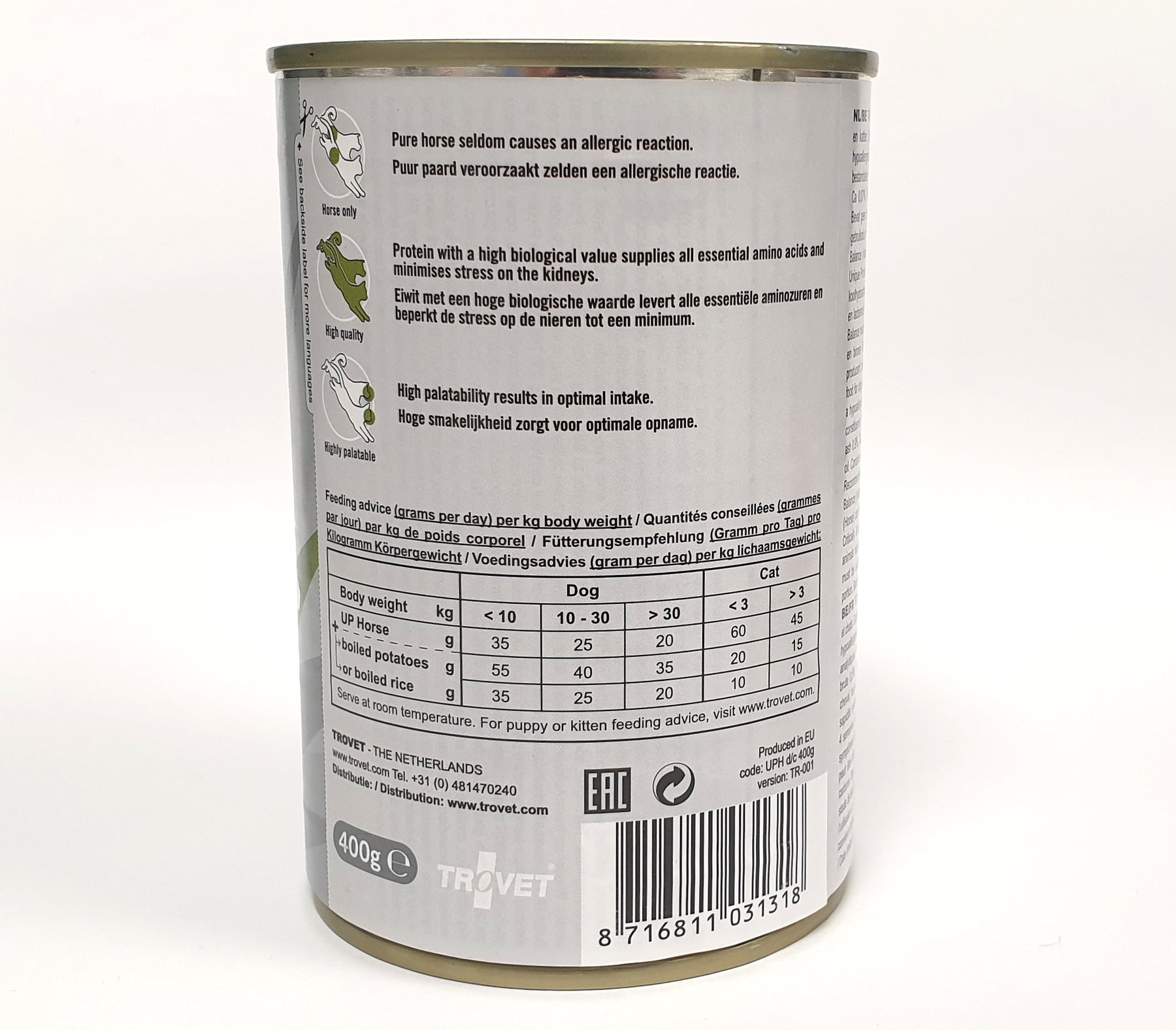 Trovet Unique Protein UPH hevonen kissalle ja koiralle 6 x 400 g