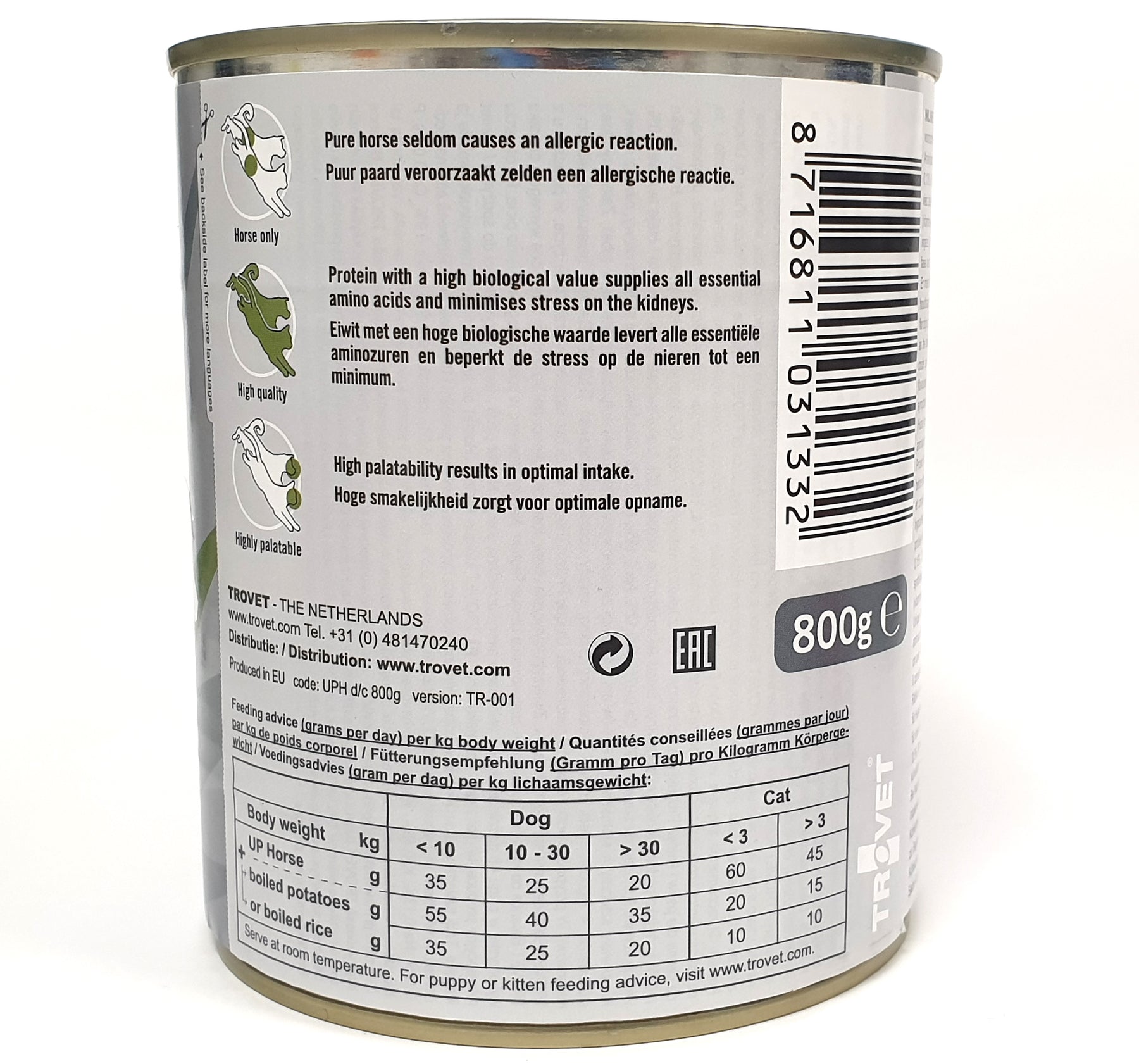 Trovet Unique Protein UPH hevonen kissalle ja koiralle 800 g MAISTELUPAKKAUS